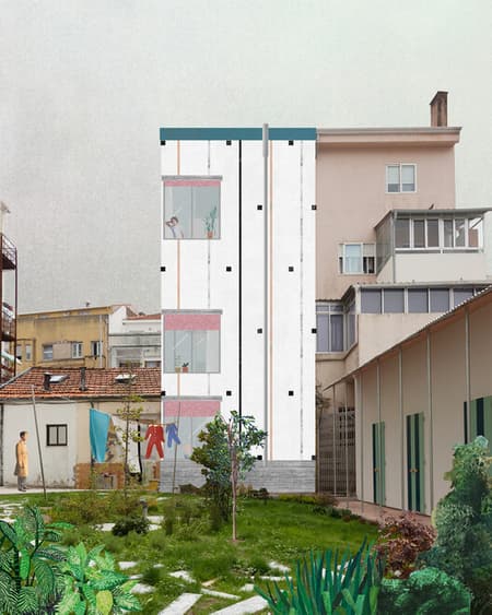 Housing with Pink Chimneys